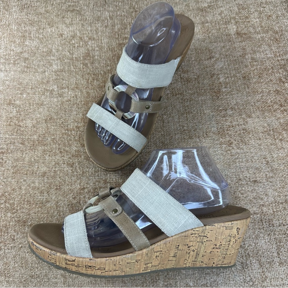 Skechers Sail Away Luxe Natural Beige Wedge Sandals Women’s Size 11